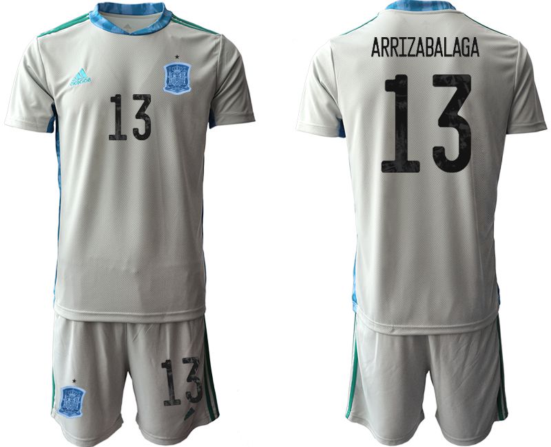 Men 2021 World Cup National Spain gray goalkeeper #13 Soccer Jerseys